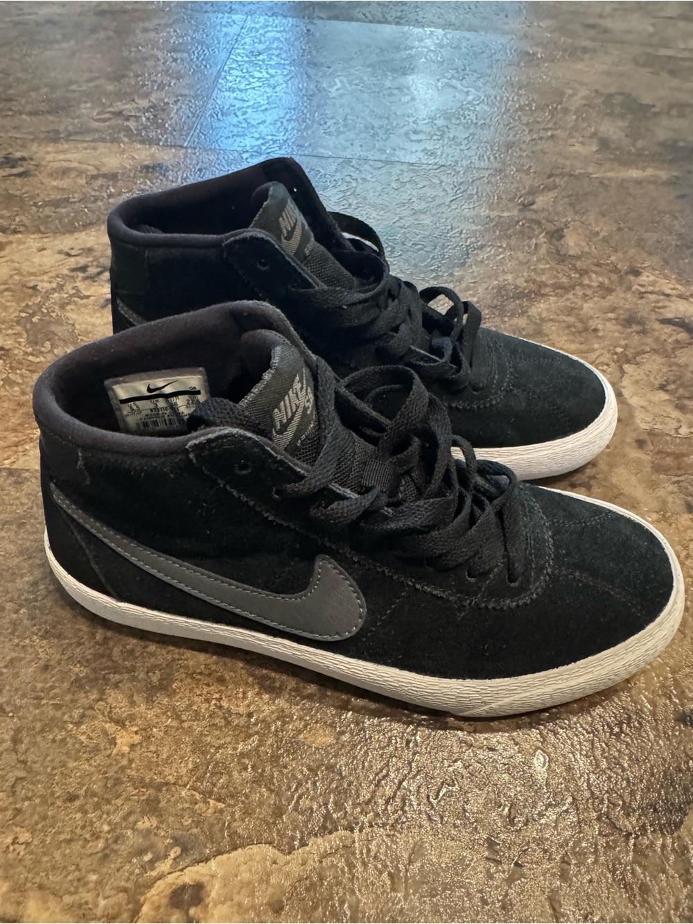 Nike Kids Black and Gray High-Top Sneakers with White Sole